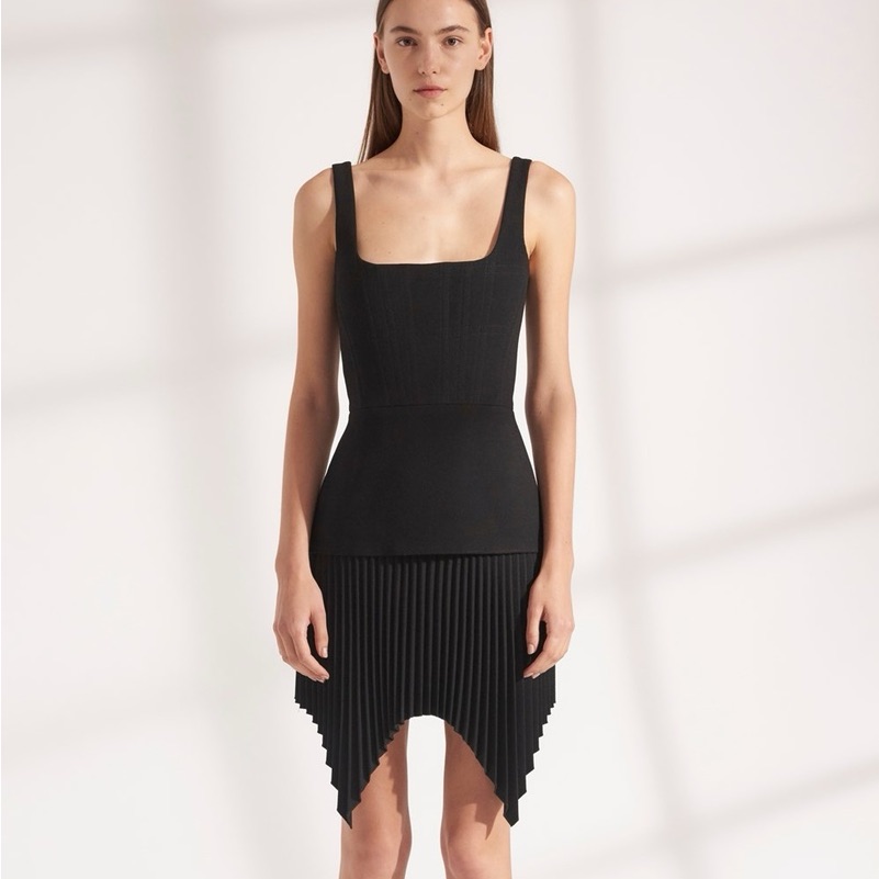 Dion Lee Black Truss Pleat Mini Dress Us Size 2. Never Been Worn.